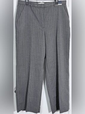 Abercrombie Curve Sloan Pants Slacks 32” High Rise Wide Leg Gray Pinstripe NWT